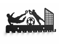 Voetbal Sleutel- en Jasrek – Metalen Wandhaak met Sportief Design – Voor Hal, Slaapkamer of Kantoor – Decoratief & Functioneel