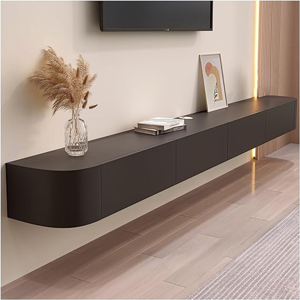 Zwevend Luxe TV-Meubel met Opbergruimte en Deur & Lade 180x24x20 cm – Modern Wand TV Kast Entertainment Console