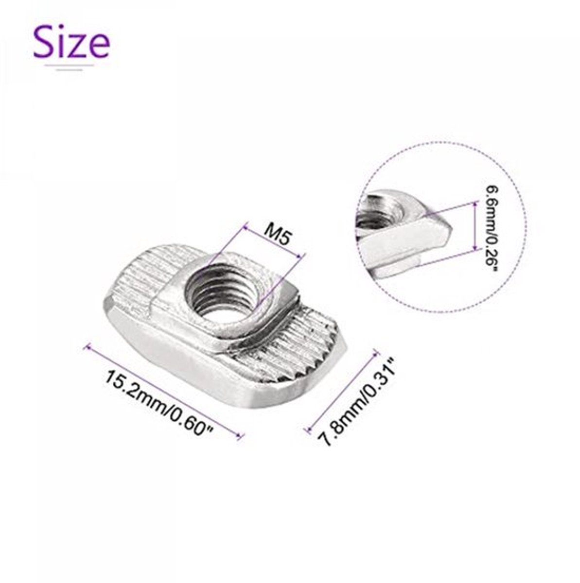 10 Pack Series 3030 - Sliding T Slot Nut M5 - Half Round Rollers - Aluminium Extrusie voor 3D Printer