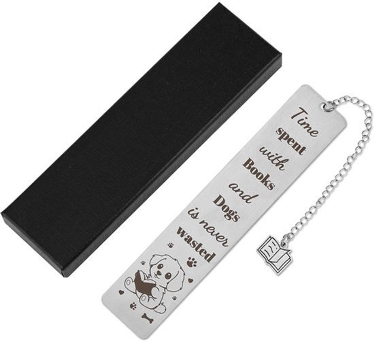 Hondenbookmark - Roestvrijstalen Hondenpoot - 13x2.5cm Boekaccessoire