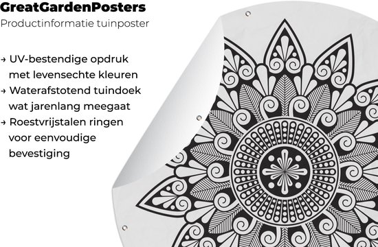 Affiche de jardin Mandalas rondes - Affiche de jardin en forme de fleur de Mandala - Affiche de jardin ronde 60x60 cm - Toile de jardin / Toile d'extérieur / Peintures pour l'extérieur (décoration de jardin)