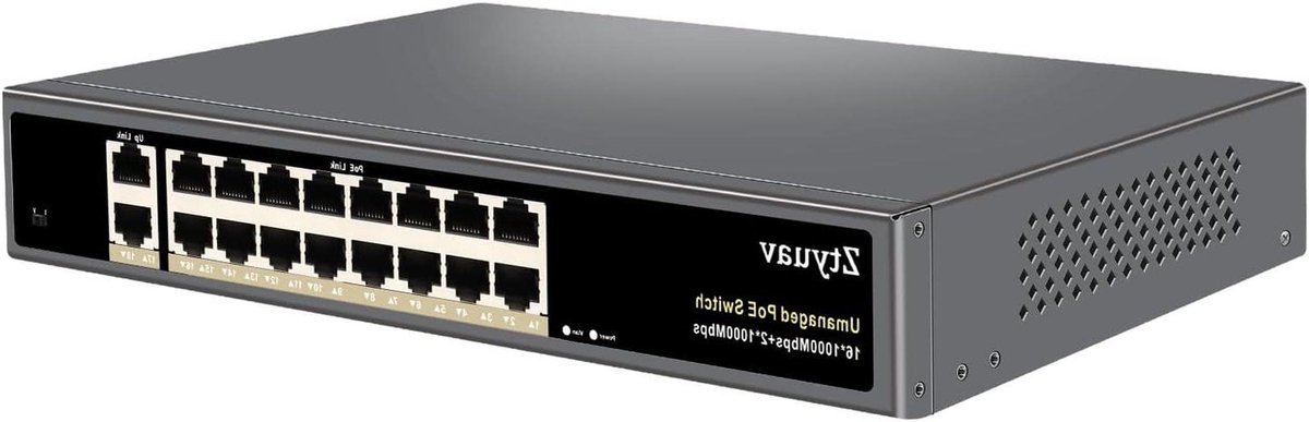 PoE Switch - Netwerk Switch - Netwerk Uitbreiding - 16 PoE+ Poorten - 18 Poorten - Zwart