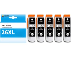 INKFIND 26XL T2621 inktcartridge 5 Pack (Zwart*5) compatibel met Epson T2621 26XL voor Epson Expression Premium XP 820 810 800 720 710 700 625 620 615 610 605 600 520 510 -5-pack
