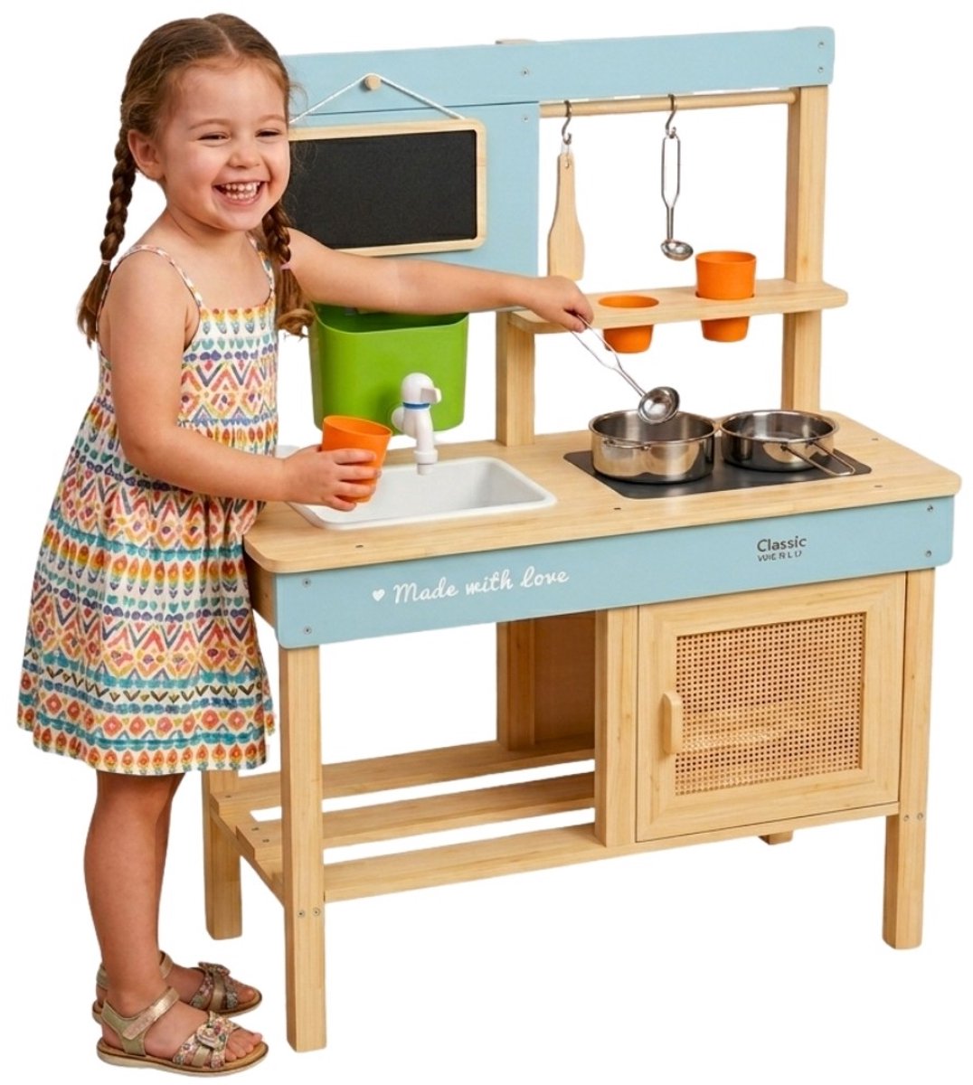 Classic World houten buitenkeuken speelkeuken met accessoires 7-delig.