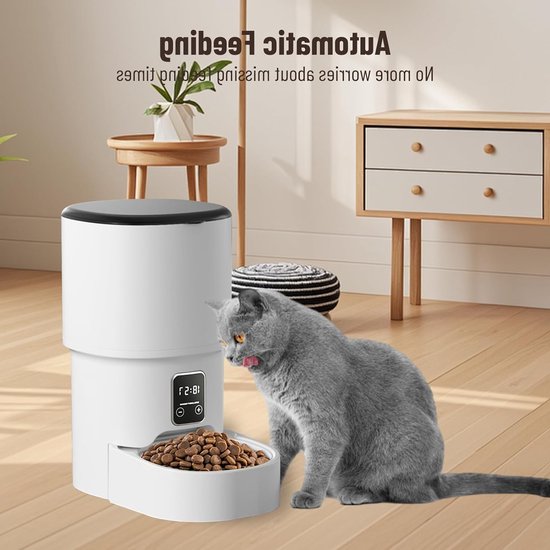 Automatische Voerdispenser voor Katten en Honden - 4L Droogvoer, RVS Voerbak, Timer voor 1-4 Maaltijden per Dag — afbeelding 2