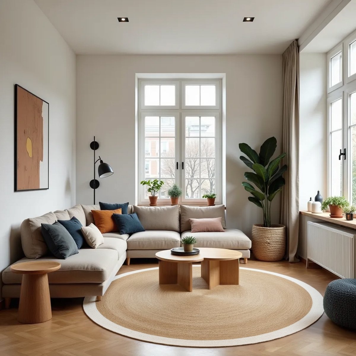Rond jute vloerkleed naturel/wit met rand 300cm Mrcarpet