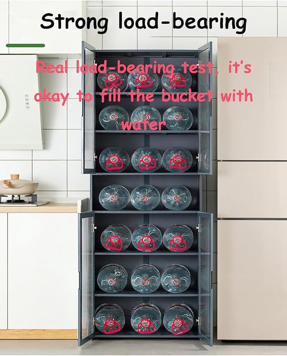 Keukenkast Vloerstaand Voorraadkast Pantry Opbergkast met Deuren 60x30x175 cm Grijs Multifunctioneel Keukenrek Keukenkast voor Keuken Woonkamer Eetkamer