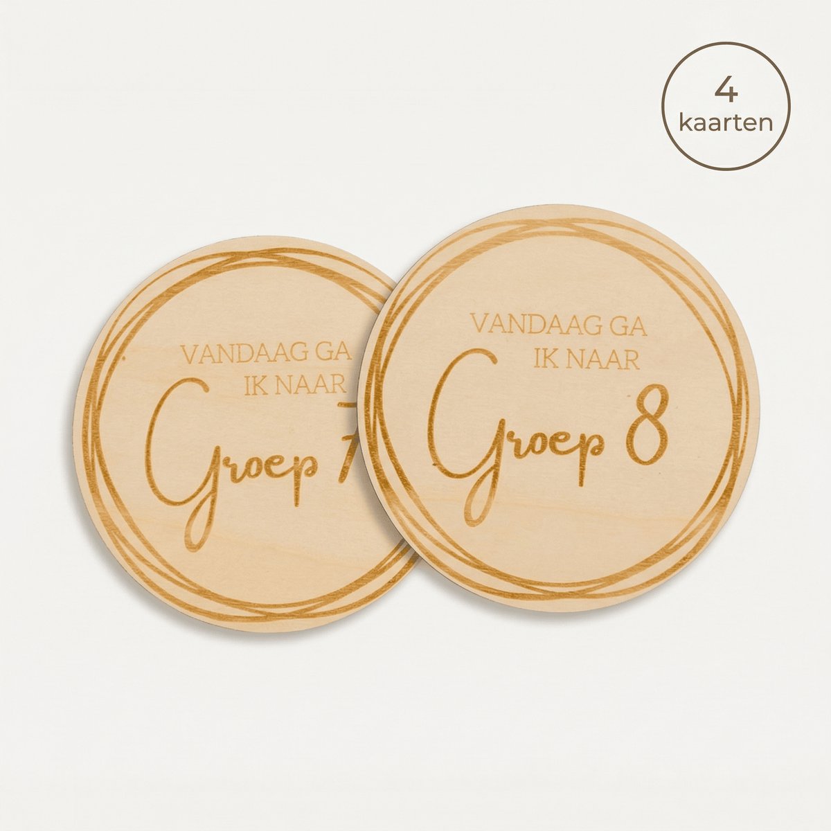 Mikki Joan - Mijlpaalkaarten Set - Groepen School - Motief Graan - Milestone kaarten - 4 stuks - Beide zijde gegraveerd