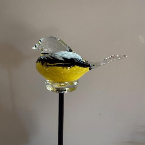 Oiseau en verre, piquet de jardin, décoratif