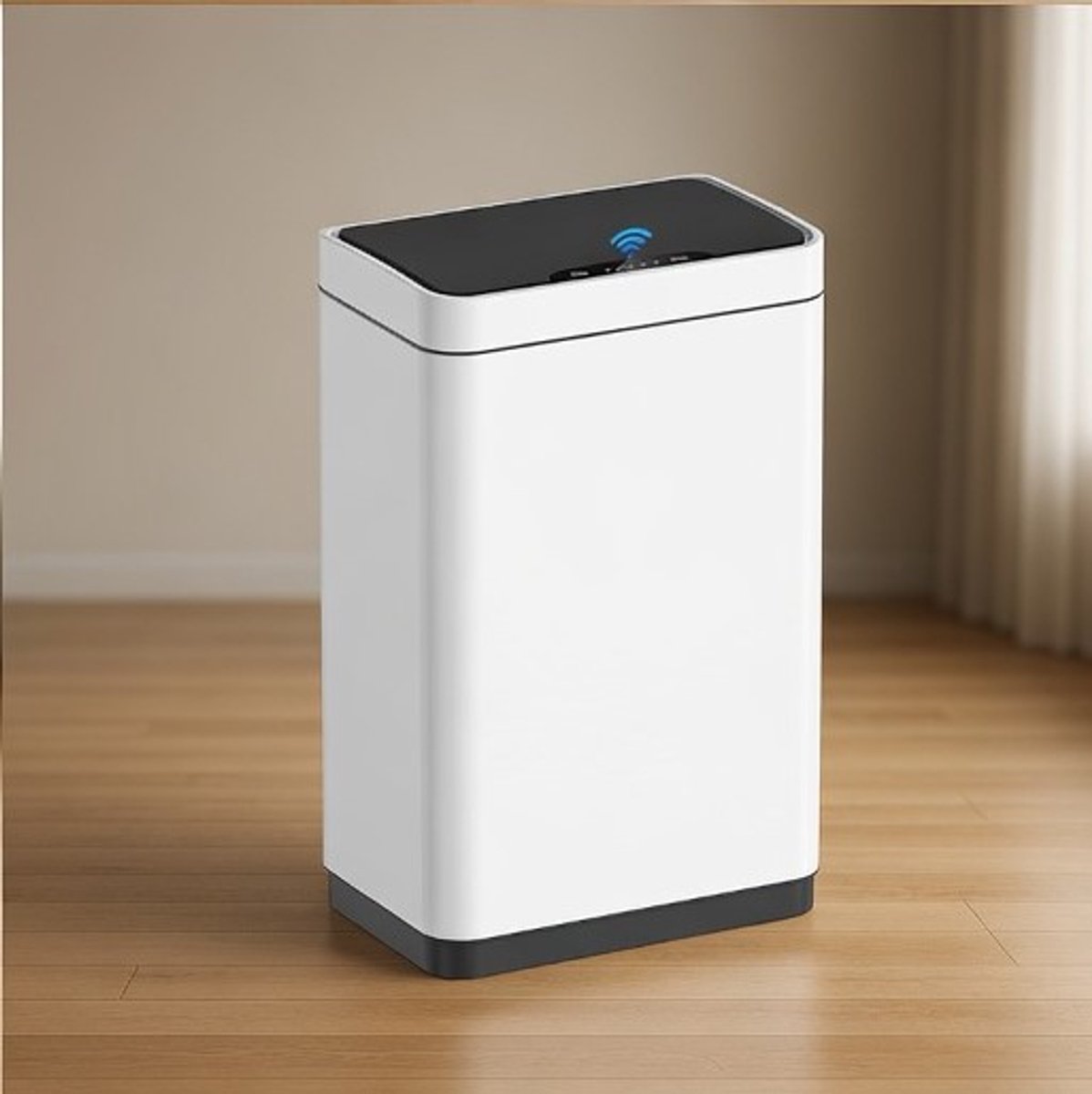 Luxe Sensor Prullenbak 50L – Automatische Afvalbak met Bewegingssensor – RVS Vingerafdrukvrij – Geruisloze Soft Close – Geurafsluiting – Rechthoekige Touchless Vuilnisbak voor Keuken, Badkamer & Kantoor – Wit,Ganeey
