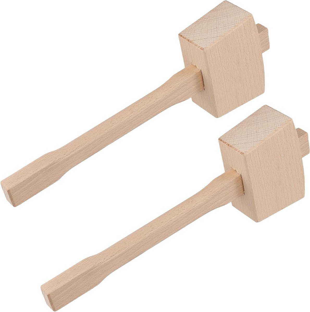 Dailygoods- Beukenhouten Hamer - 2 Stuks - Multifunctionele Houtbewerking - Ergonomisch Handvat - Slagvast - Duurzaam Beukenhout - Houten Hamer