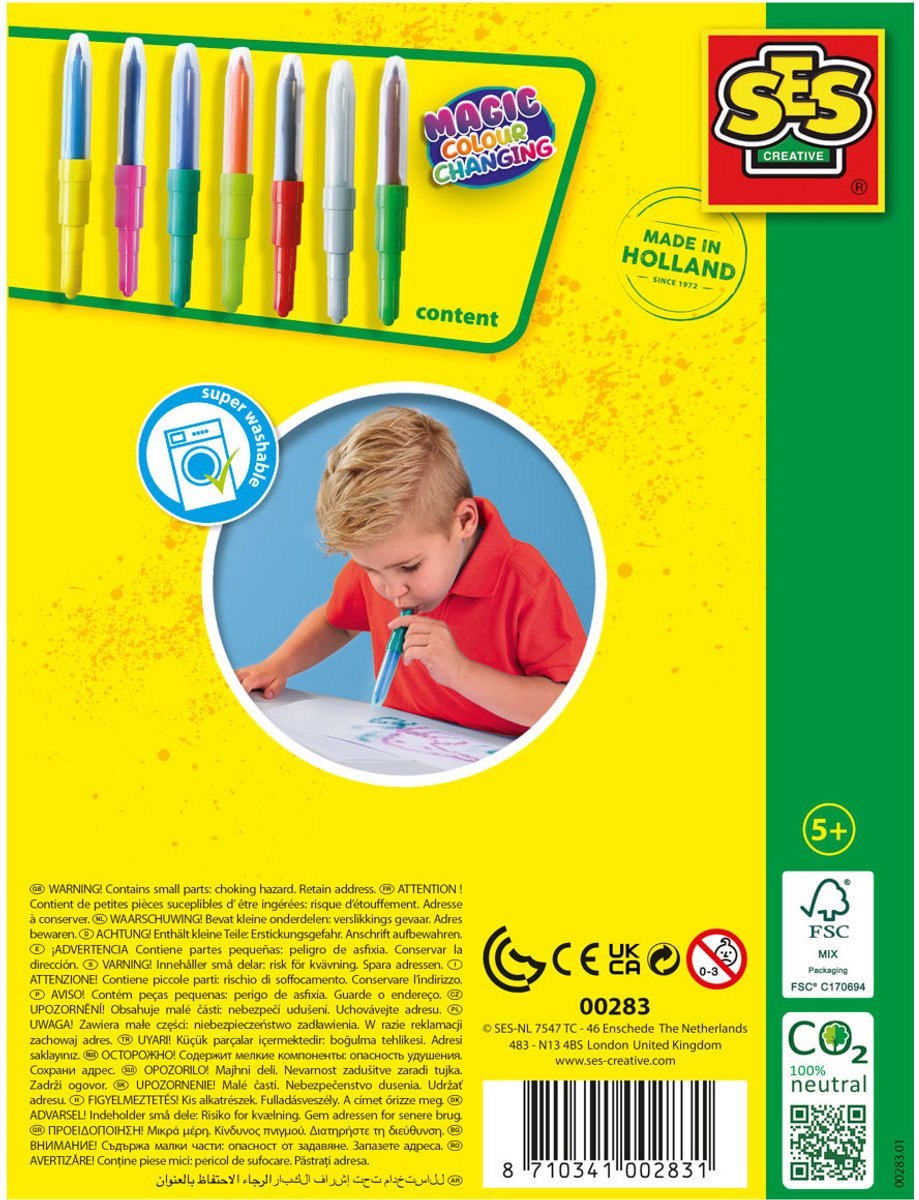 SES Creative - Blow airbrush pens - Magisch kleurveranderen - tweekleurige blaasstiften - goed uitwasbaar - met kleur veranderende blaasstift — afbeelding 3