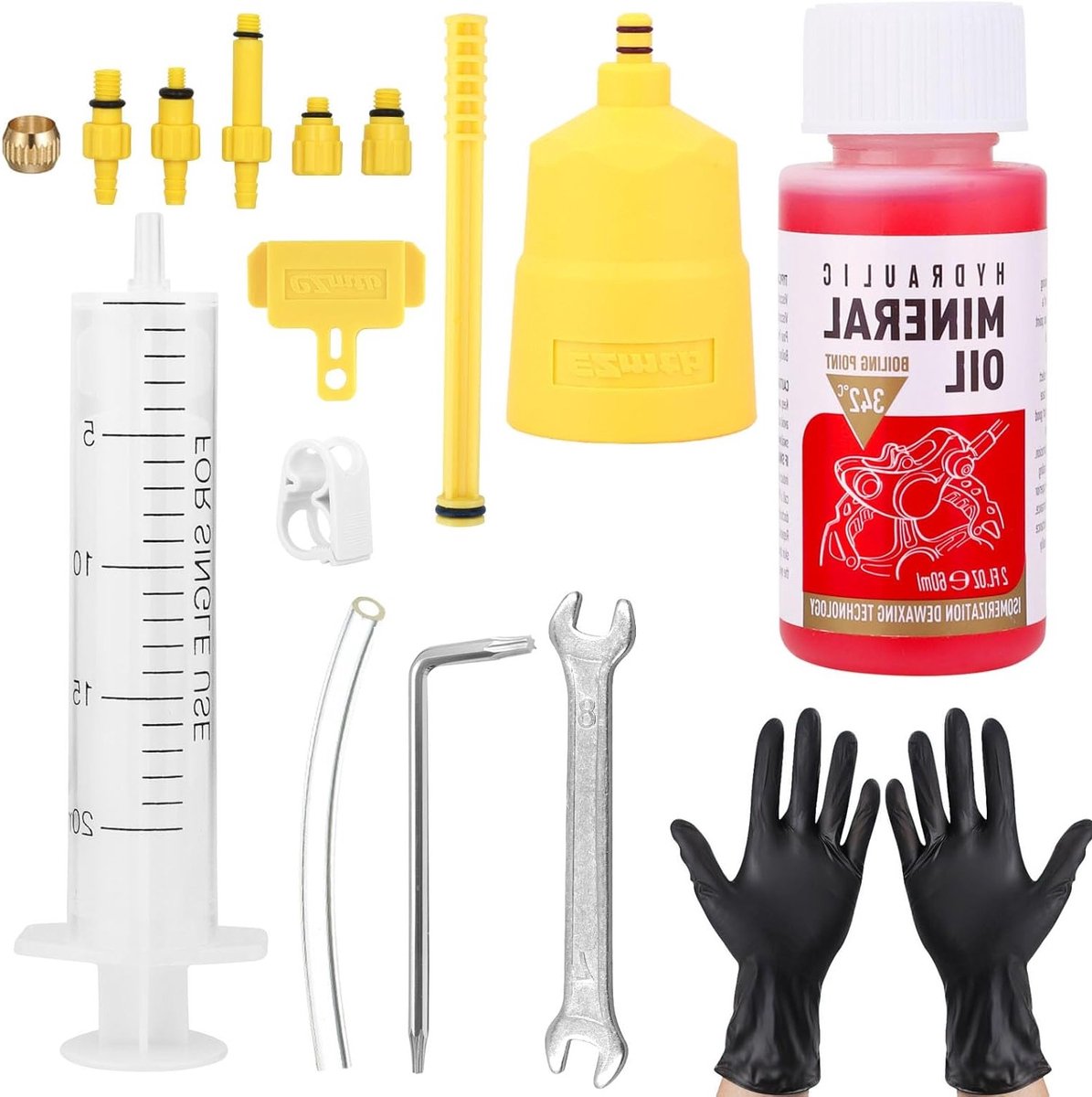 Complete Set van 17 Precisie Olieën voor Remvloeistof - Rem Bleed Kit voor Fietsen met Gemakkelijk te Gebruiken Mineralenolie en Ventilatiesystemen voor Alle Soorten Fietsen