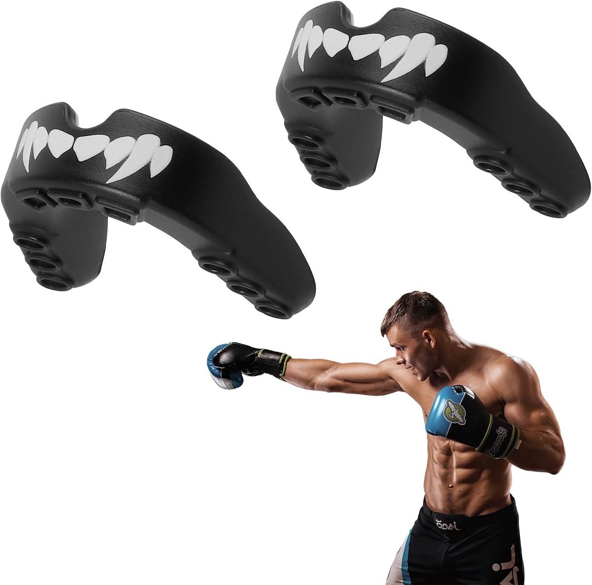 Sport Mondbeschermer voor Volwassenen - 2 Stuks Kickboxing, Rugby, Martial Arts en Meer - Zwart, Geschikt voor Alle Contactsporten