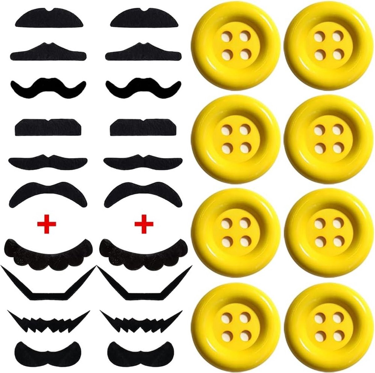 8 x 38 mm XL Gele Knoppen voor Carnaval Kostuum, Mario Luigi Accessoires voor Halloween en Feestjes