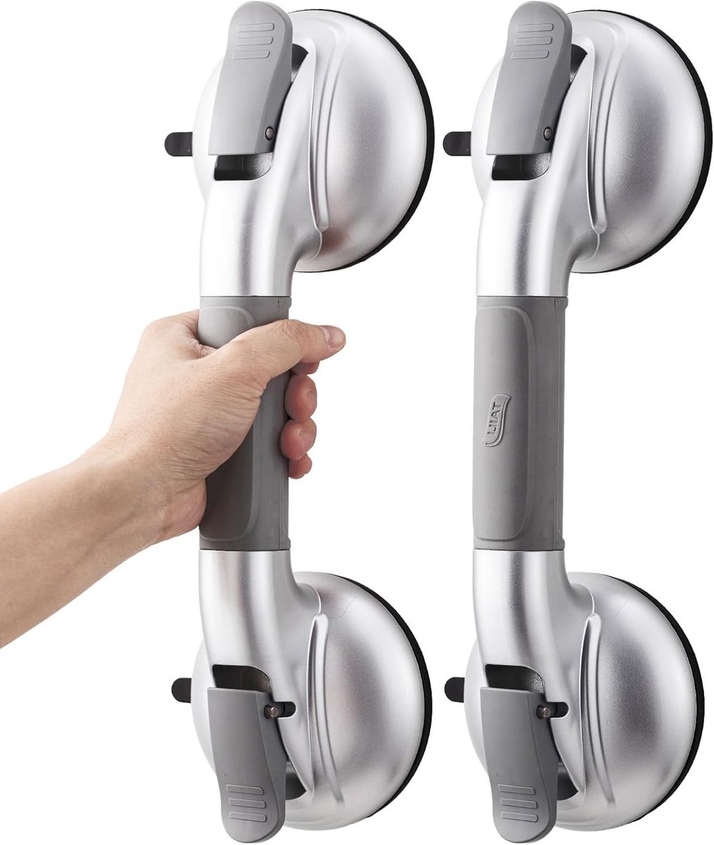 Suction Grip Rails voor Badkamer 2-Pack, Maximaal Houdvermogen 150kg, Antislip en Eenvoudige Installatie