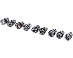 Complete 9-delige ER8 Collet Set voor CNC Bewerking, Graveren en Frezen - Duurzaam en Betrouwbaar Gereedschap