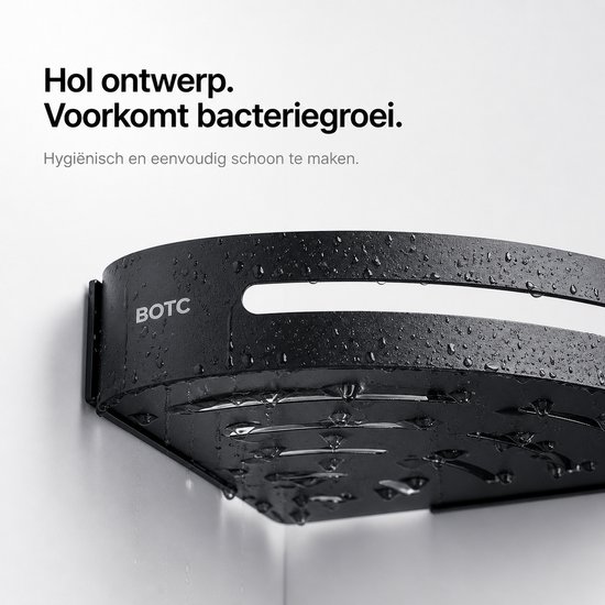 BOTC Support de douche Support de douche à 2 couches avec 4 Crochet - Support de douche suspendu - Support de salle de bain - Zwart