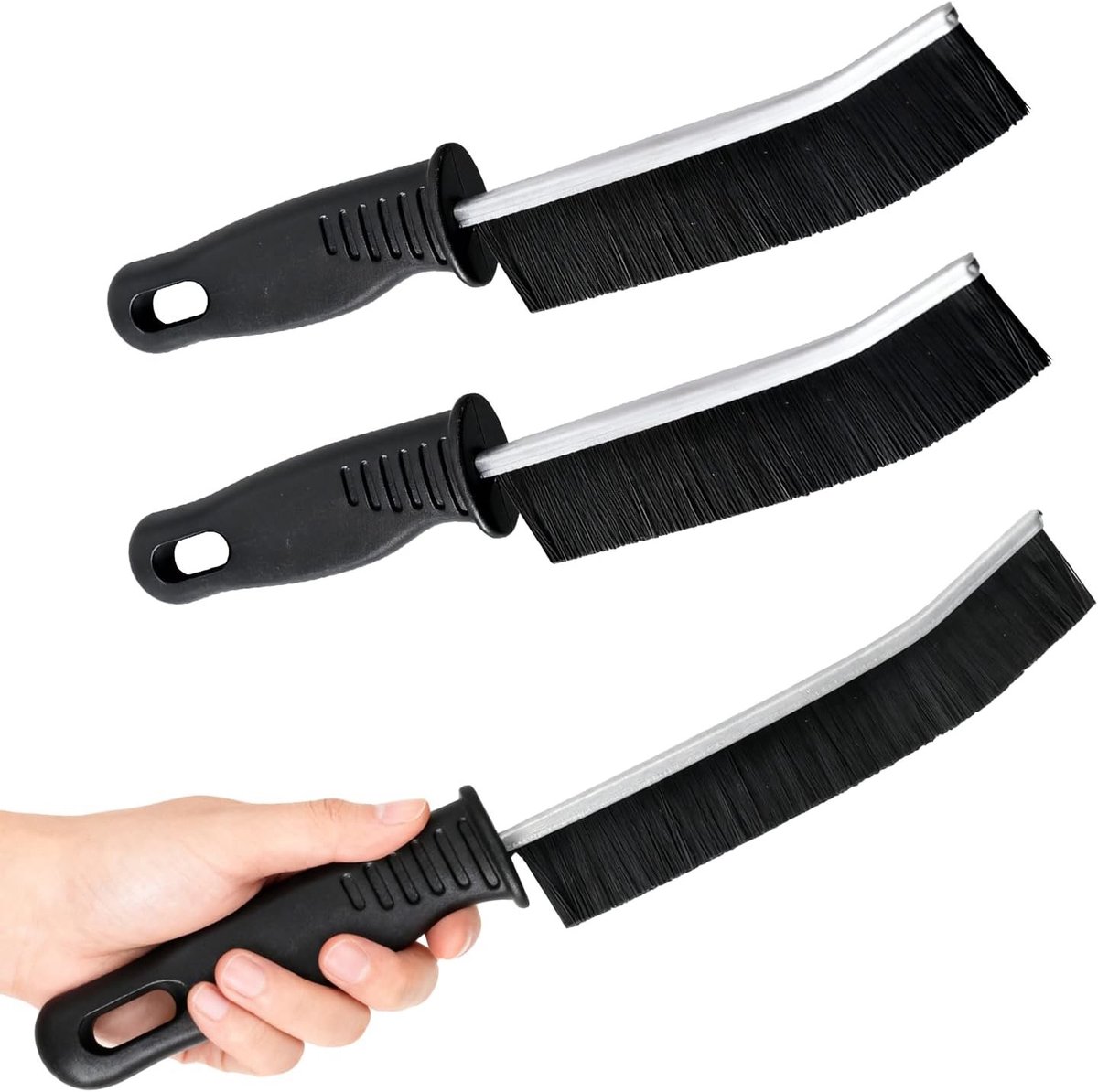 Set van 3 Schoonmaakborstels, Nylon Borstels voor Keuken en Badkamer, 22 cm Lang, Hangend en Krast Vrij, Ideaal voor Detailleren en Hardnekkig Vuil