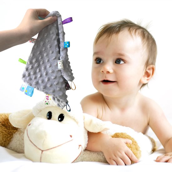 ONF3 - Knuffeldeken - Sensorische Troostdeken - Zacht en Veilig - Grijs - Knuffeldoekje voor Baby's - Perfect voor Baby Shower en Verjaardag van Merkloos — afbeelding 3