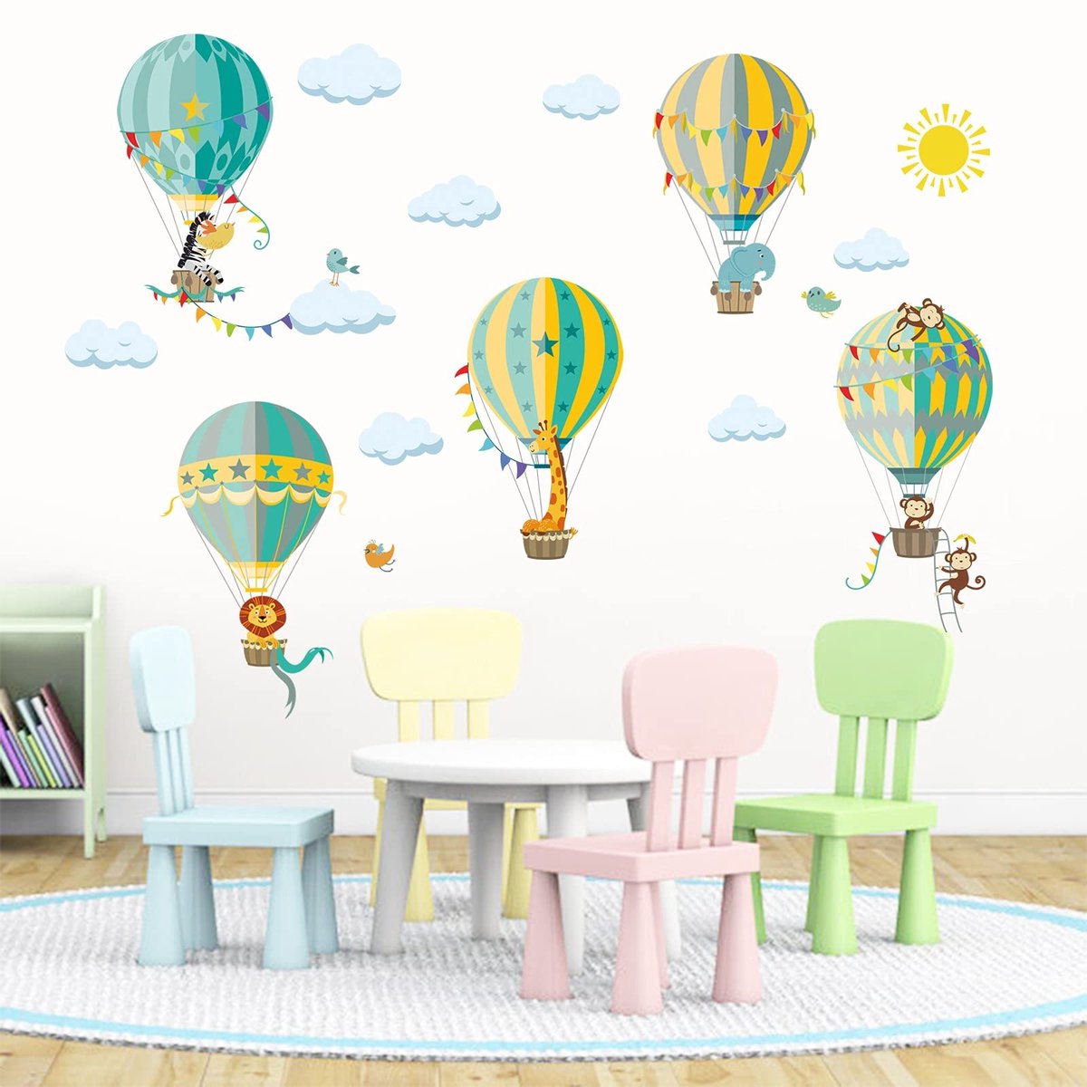 aladdien - Muurstickers - Luchtballon - Decoratie voor kinderkamer - Multicolour - Ballon Dieren - Ideaal voor babykamers - DM0257-RR
