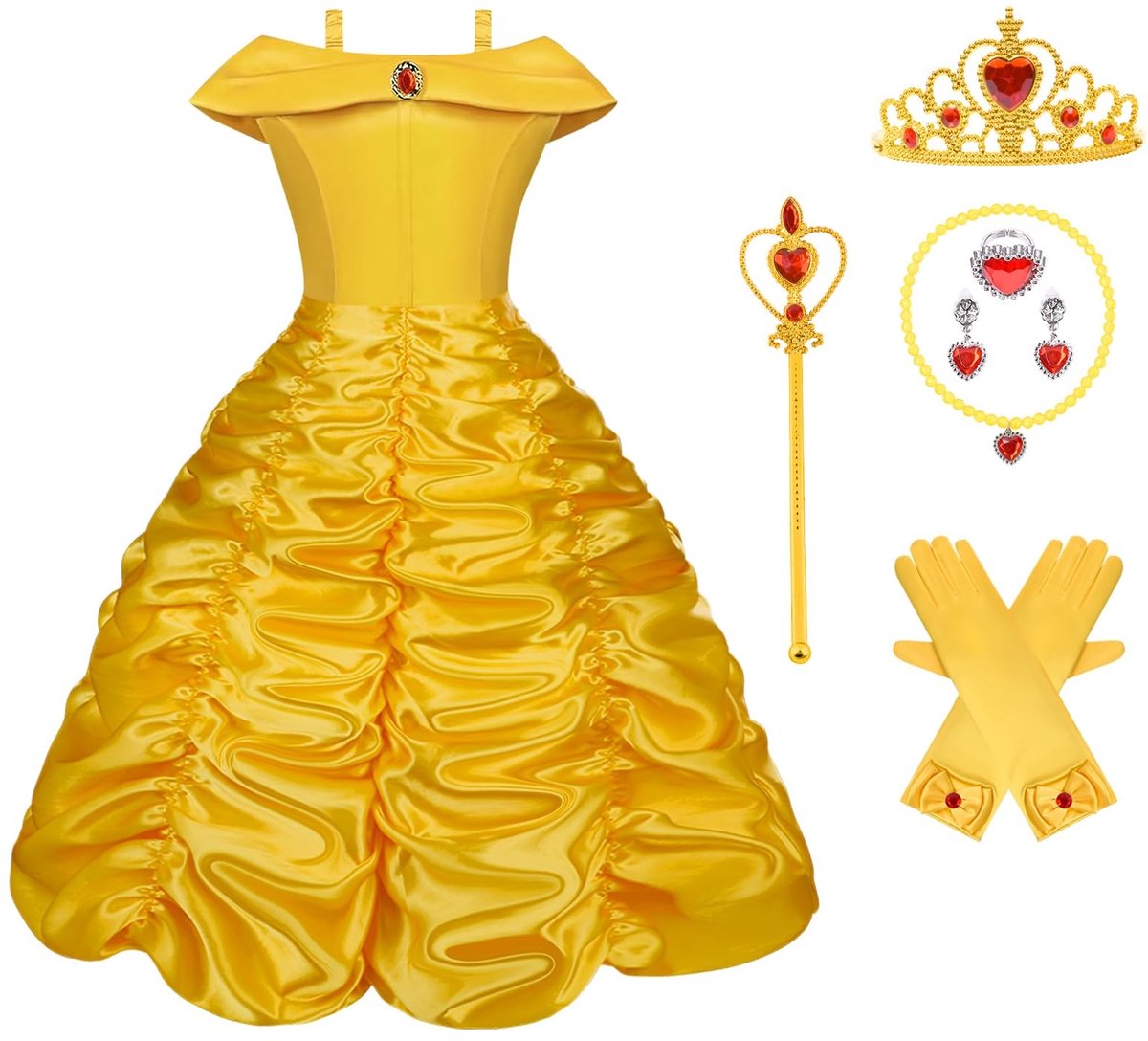 aladdien - Prinsessen Kostuum - Elsa Kostuum - Feestelijke jurk voor kinderen - Meisjes - Met tiara en handschoenen - Geschikt voor bruiloften en fe...