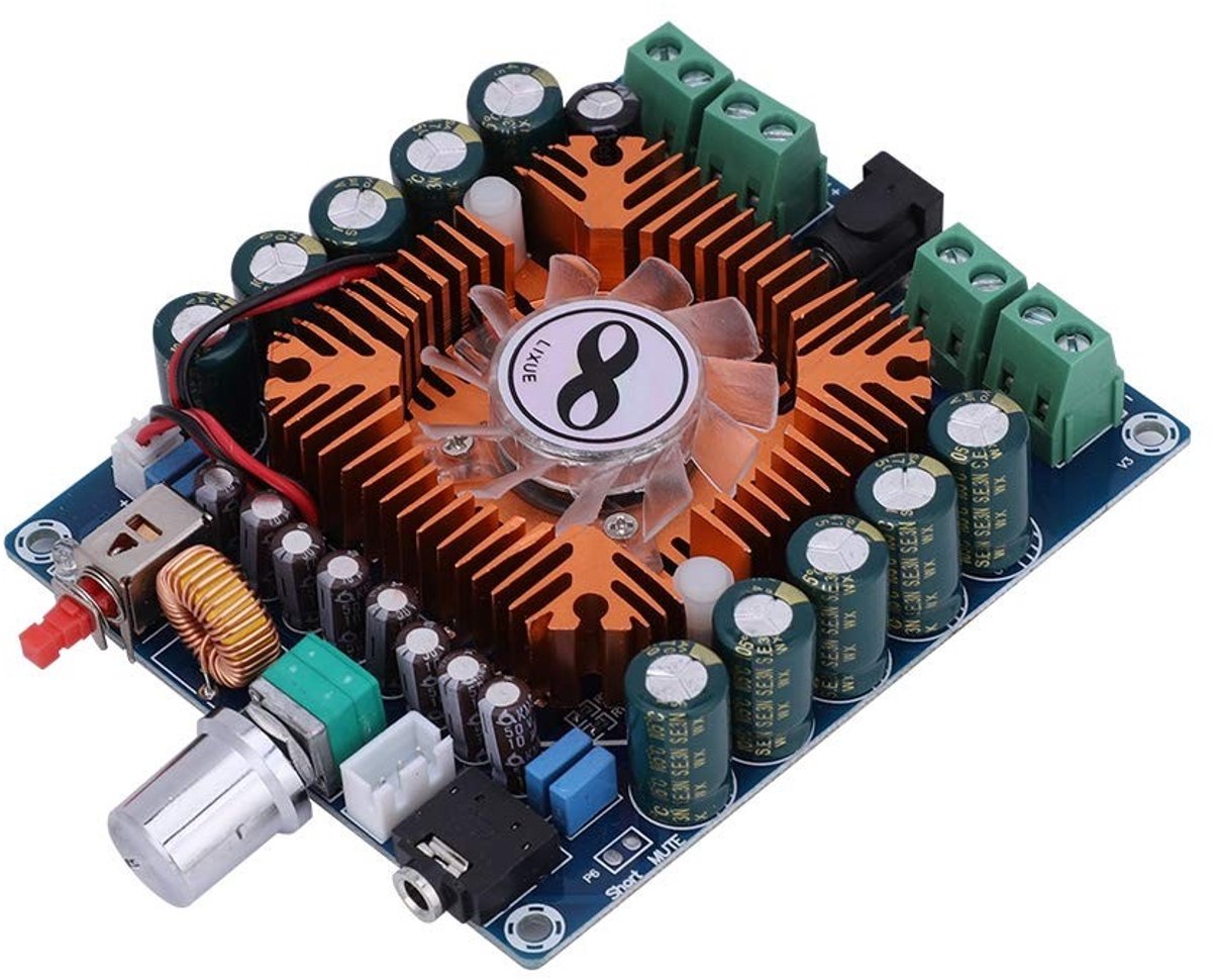 aladdien - HiFi versterker - Mini Digital Power Stereo versterker - 4 kanalen - Snelle koeling - 50W - Geschikt voor audio-enthousiastelingen - Comp...