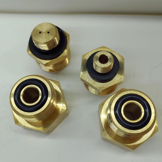 Jhubersproducts - 4-delig gasfles adapterset - Euro gasadapter - Vullen Duitse gasflessen in het buitenland - Messing gasadapter - Voor buitengebruik van Jhubersproducts — afbeelding 4