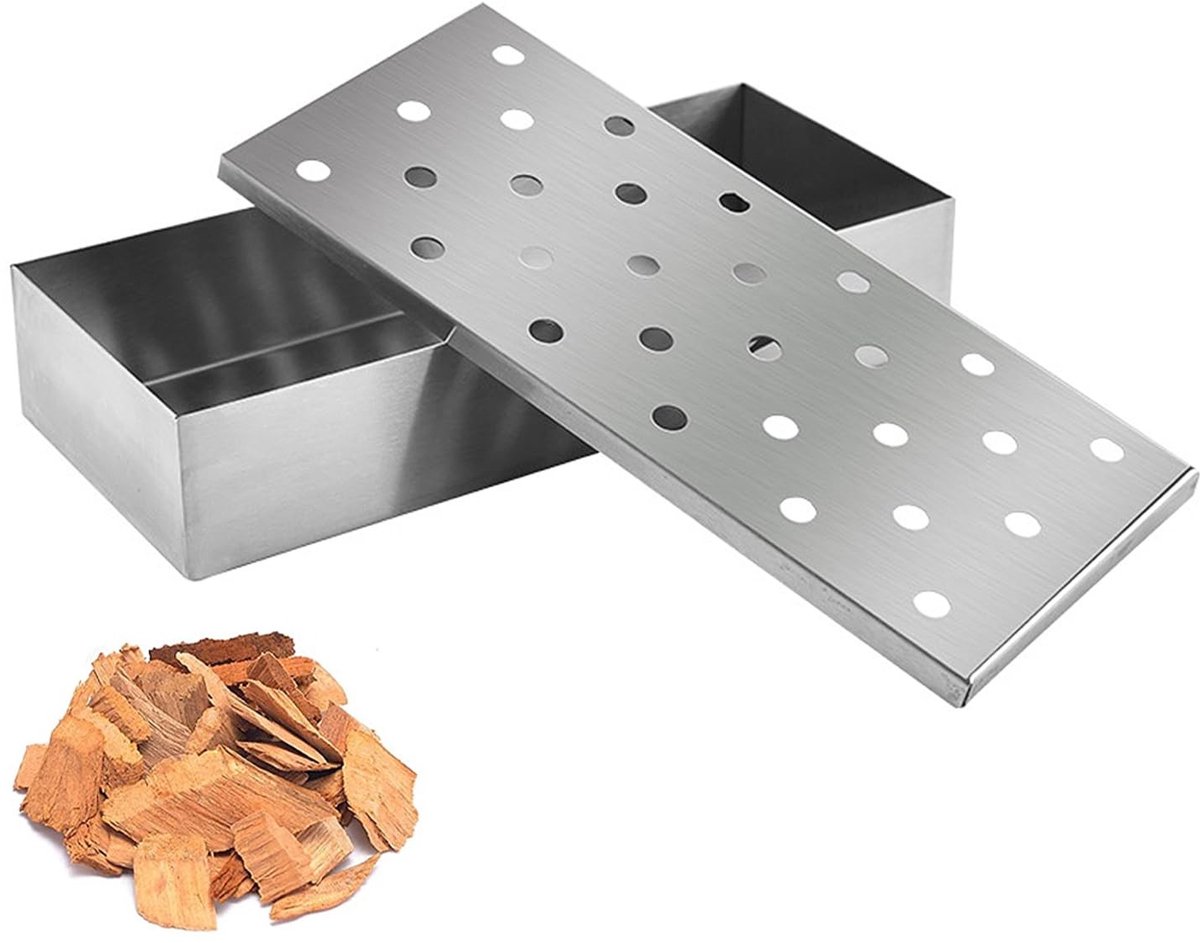 aladdien - Rookbox - Grillaccessoires - Duurzaam en veilig - Zilver - Roestvrij staal - Eenvoudig te gebruiken - Geschikt voor elke barbecue - Zilver