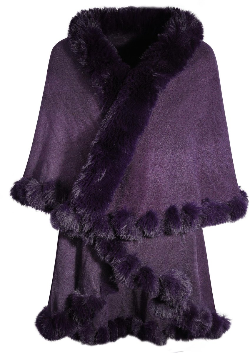 ZLYC Vrouwen Winter Faux Fur Poncho - Knitted Scarf Stola Cape Cardigan