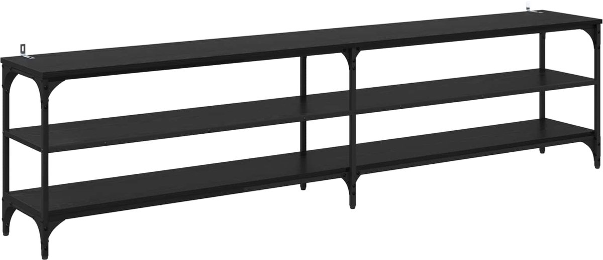 vidaXL - TV - Kast - Zwart - Eiken - 200 - x - 30 - x - 50 - cm - Geengineerd - Hout - en - IJzer