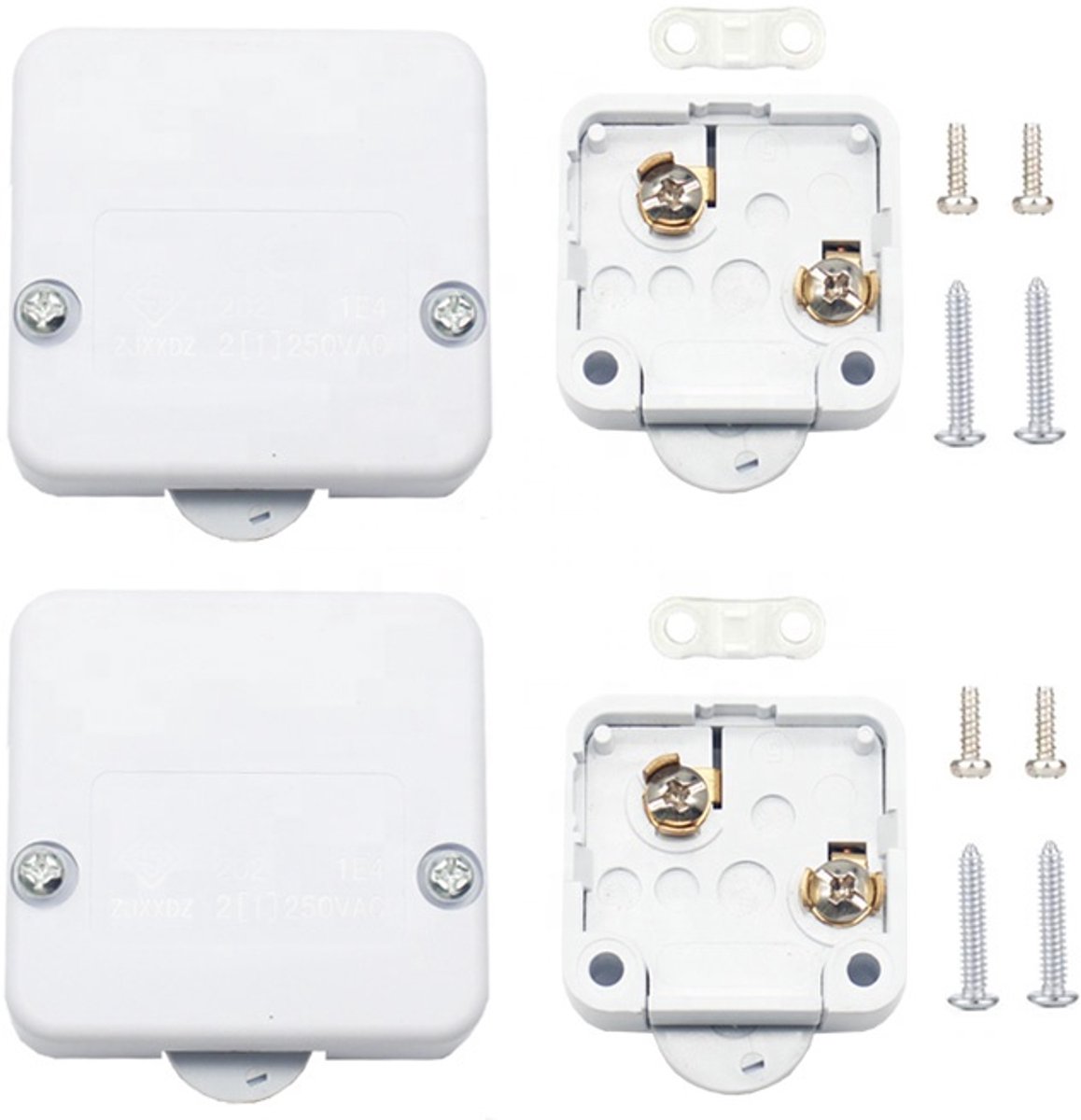 Aventrix Kastschakelaar 250V 2A – 2 Stuks – Automatische Lichtschakelaar voor in de Kast – Deurcontact Schakelaar – 50x52mm – Wit