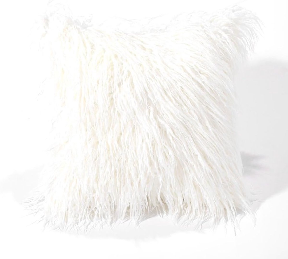 Decoratieve Kussenhoes van Neppels met Lange Haartjes - Fluffy en Zacht Kussen voor Sofa en Bed - Witte Pluche Kussencover voor een Luxe Uiterlijk