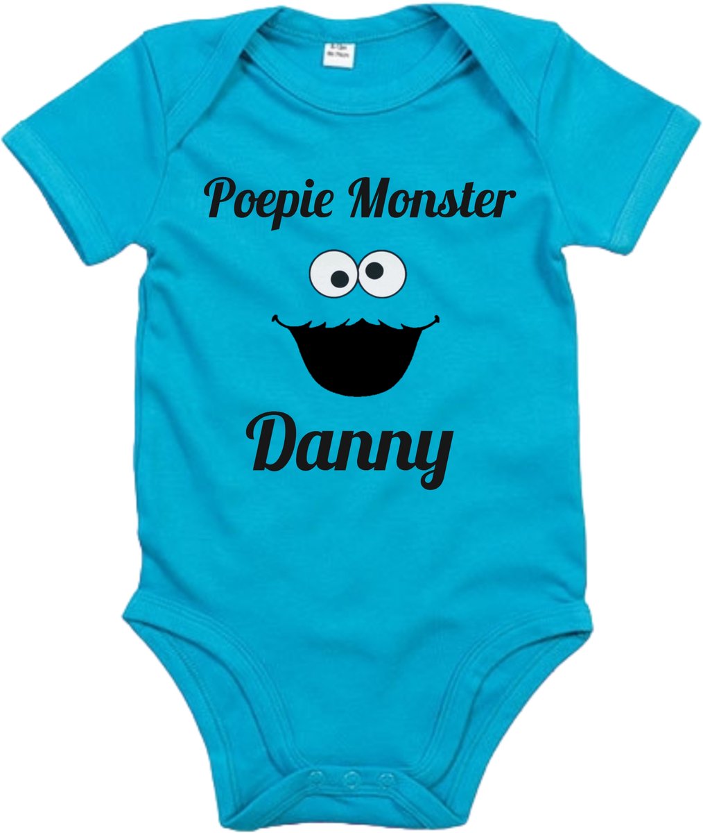 Poepie Monster Romper Gepersonaliseerd met naam - 0-3 maanden - kraamcadeau - Gepersonaliseerd - baby - geboorte