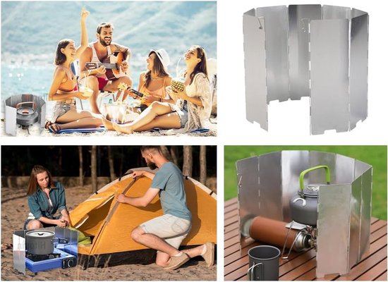 Set van 16 Aluminium Windbeschermers voor Gasfornuizen, Lichtgewicht Vouwscherm voor Kamperen, Buitenkeuken Accessoires en Windscherm voor Kooktoestellen — afbeelding 5