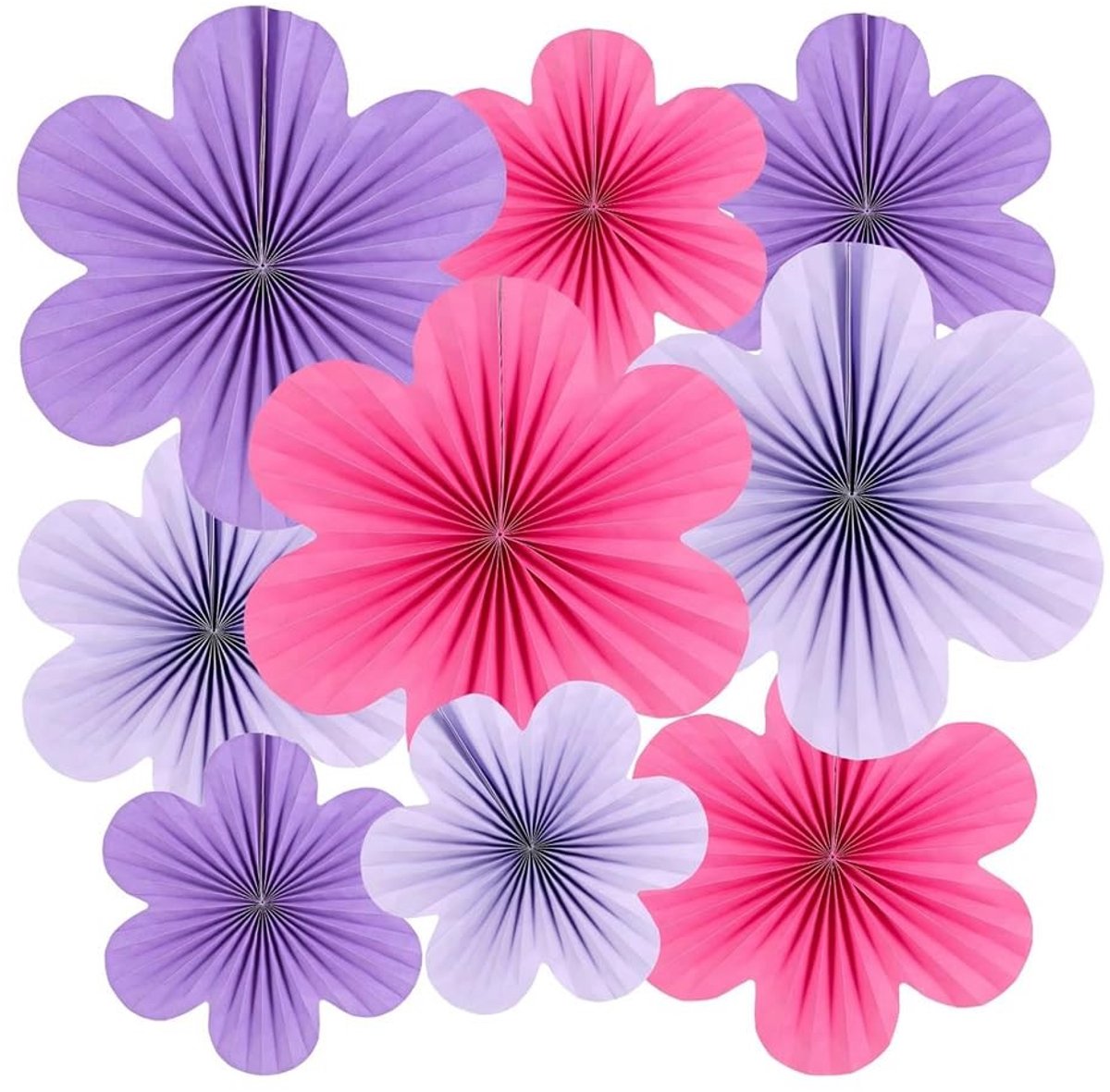 aladdien - Papieren Bloemdecoraties - Papierventilatoren voor Bruiloft - Feestdecoratie - Paars - Originele Versiering voor Verjaardagsparty - Decor..