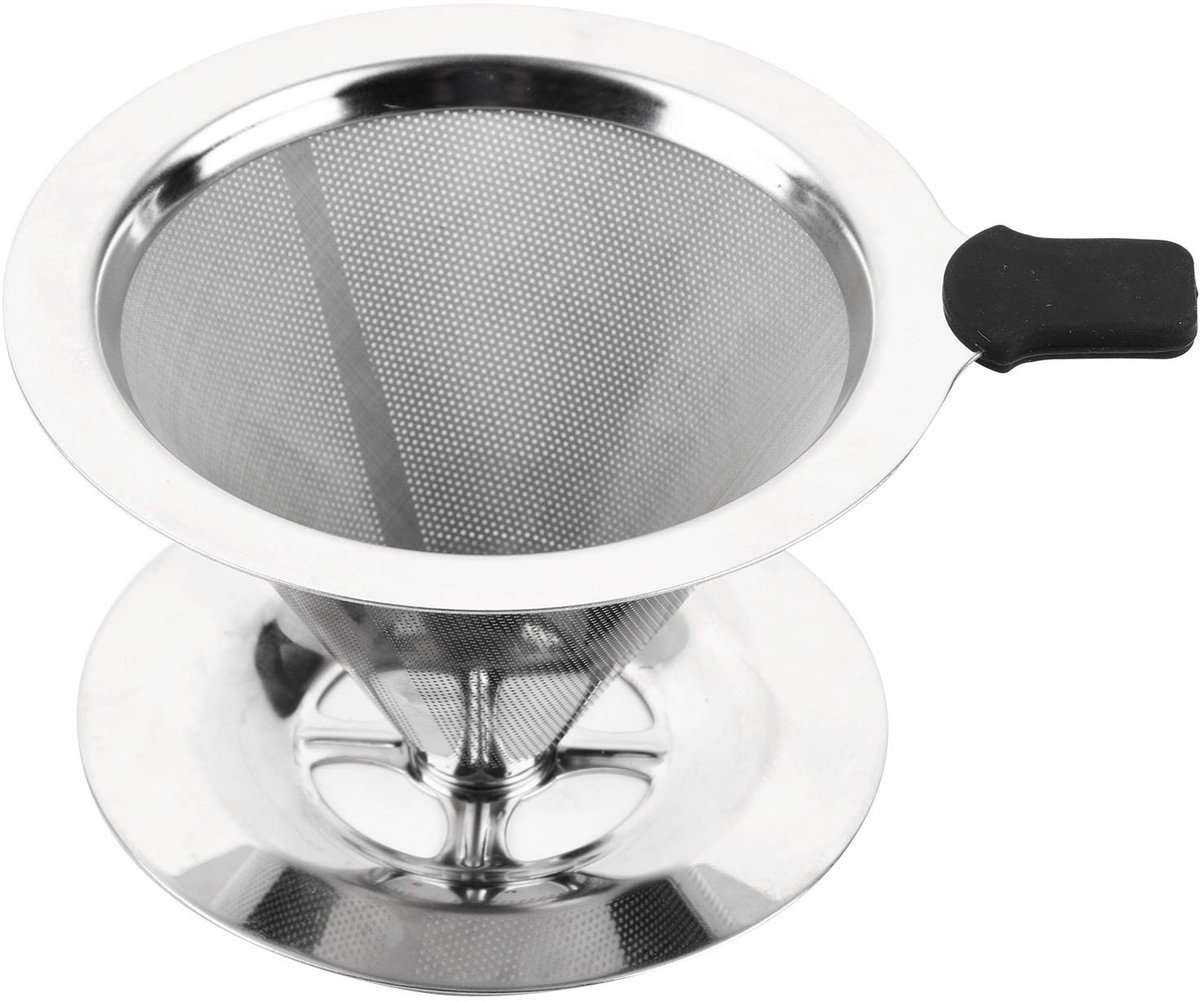 Allecto - Giet-over-koffiedruppelaar - Roestvrij staal - Herbruikbaar - Fijne mesh filter - Voor 1-2 kop koffiezetapparaat - Thuis, Kantoor, Camping
