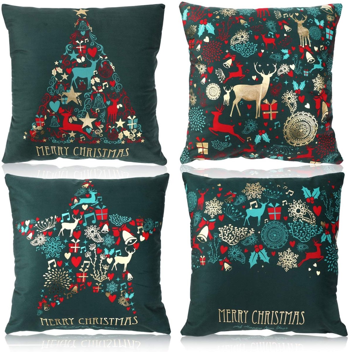 aladdien - Sierkussenhoes Groen - Elegante Kerst Decoratie - 45x45 cm - Kussen voor Sofa - Verfraai je interieur - Geschikt voor Auto en Kantoor - S..