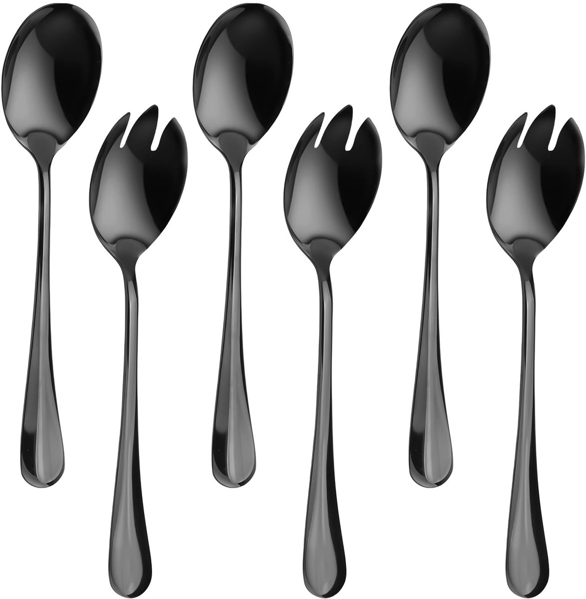 aladdien - Saladebestek - 6 stuks - Roestvrij staal - Vaatwasmachinebestendig - Slalepel en slavork - Voor camping en thuis