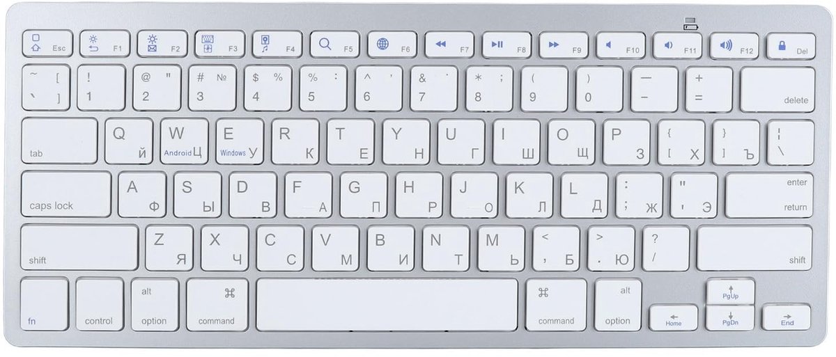 Allecto - Draadloos Toetsenbord - Bilingual - Ergonomisch - Ultra-Dun - Bluetooth Verbinding - Geschikt voor Russisch Arabisch en Engels - Compac