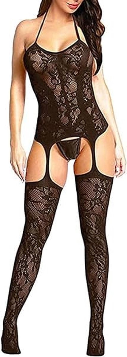 Allecto - Fishnet Chemise - Sexy Lingerie - Babydoll voor Volwassenen - Verleidelijke Nachtmode - Transparante stof - Perfect voor romantische gele..