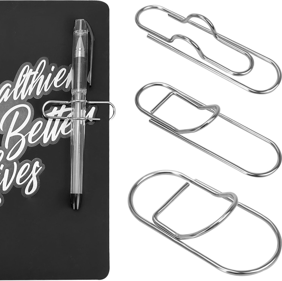 Allecto - Penhouders - Multifunctionele penclips - Roestvrij staal - Papercliphouder - Kantooraccessoires - Geschikt voor notebooks - 20 stuks