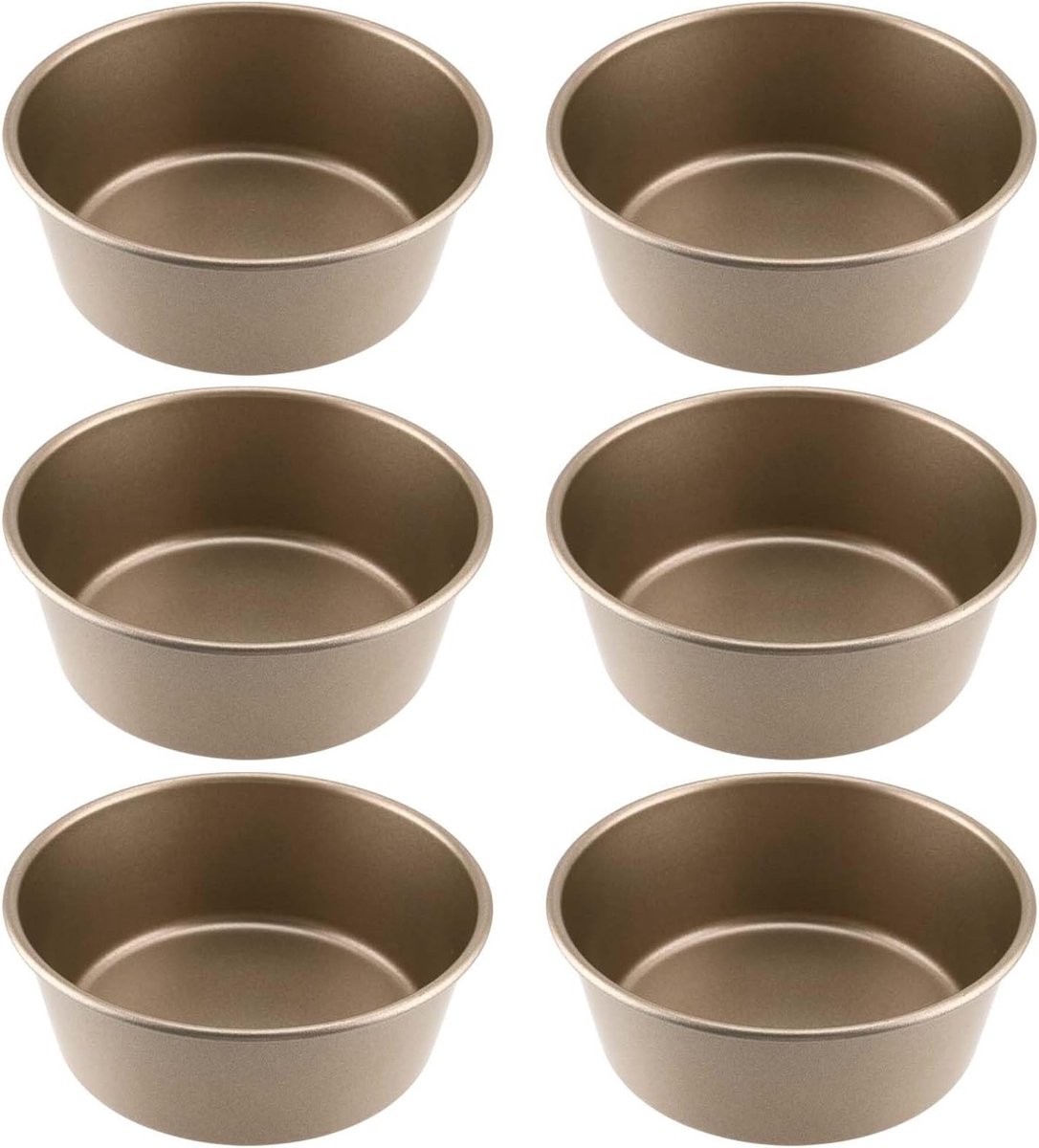 6 Pack Air Fryer Eimallen, 4.5 Inch Ronde Cakevormen, Antiaanbak Carbon Staal Mini Bakvormen voor Muffins, Puddingen en Brood