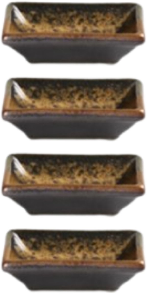 MPLCo - Ondes Dip Schaaltje - Dip Kom - Set van 4 - Saus Schaaltje Sushi & Tapas - Kleine Kom - Vaatwasser & Magnetron Bestendig - Mini Serveerschaal - Keramiek - ca. 8 x 5.5 x 2 cm - Aardetinten