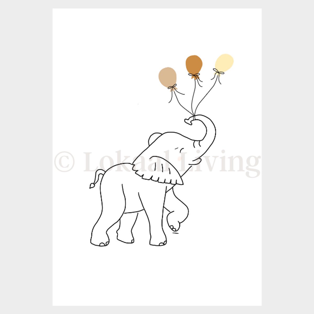 Lokaal Living a4 poster - olifant illustratie - kinderkamer - olifant - safari