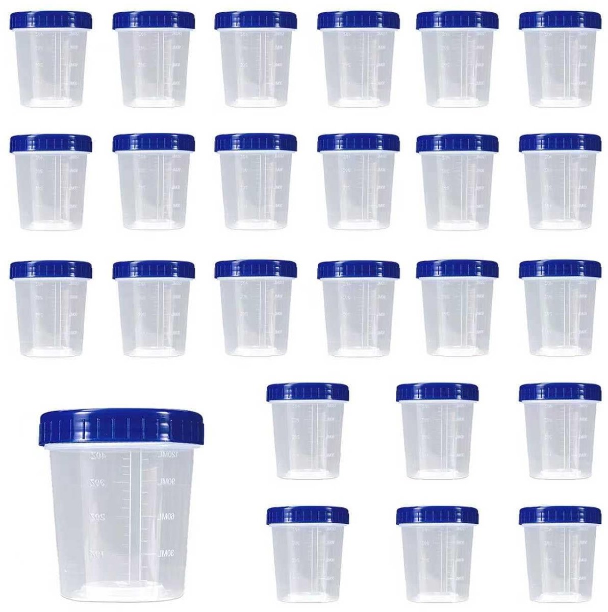 Set van 25 urinecups met schroefdop 120 ml - Lekvrije monsterbekers, transparante houder voor urine monsters, ideaal voor laboratoria en verf mengen