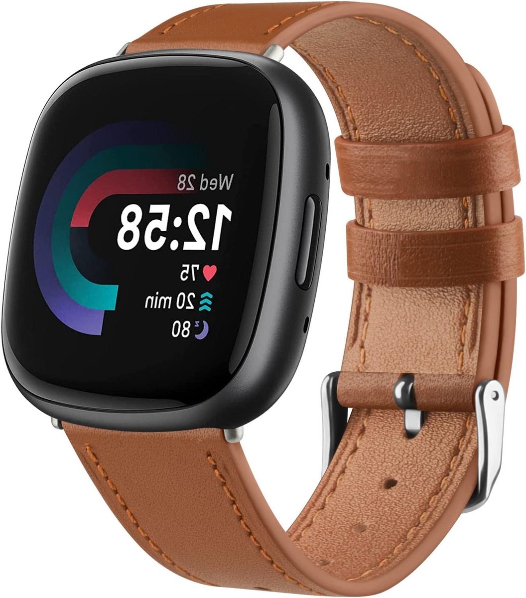 Leren Horlogeband voor Fitbit Versa 3, Versa 4, Sense en Sense 2 - Stijlvolle Armband voor Dames en Heren met Comfortabele Pasvorm