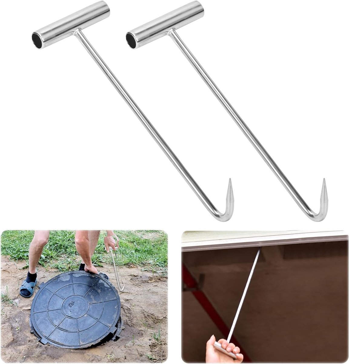 Duct Lid Lifter met 2 Lifting Hooks, Sterke Haak voor Gemakkelijk Hefwerk, Ideaal voor Shaft Covers en Tow Bars