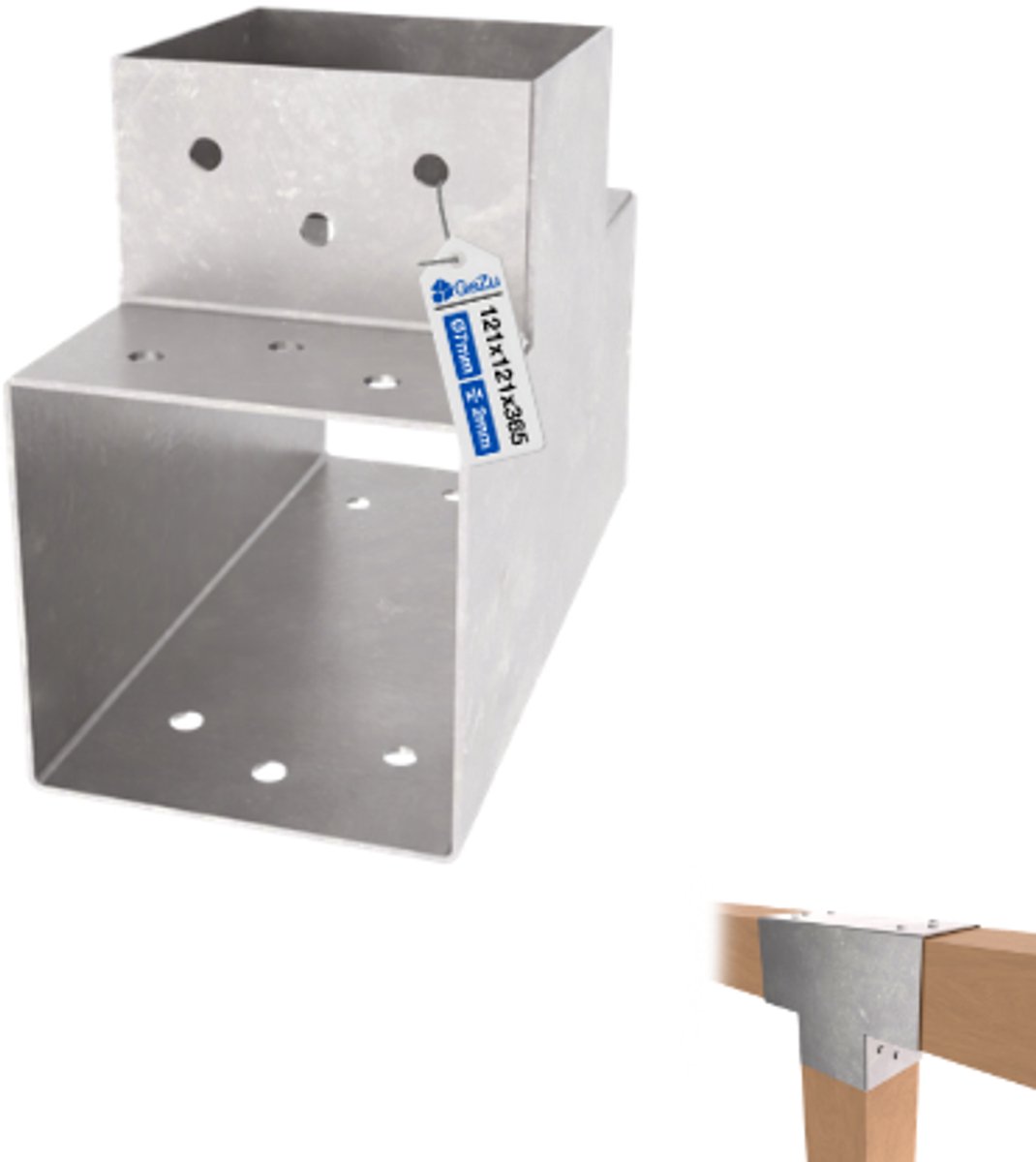 GeZu Impex T Paalverbinder voor pergola 121 × 121 mm – Thermisch Verzinkt