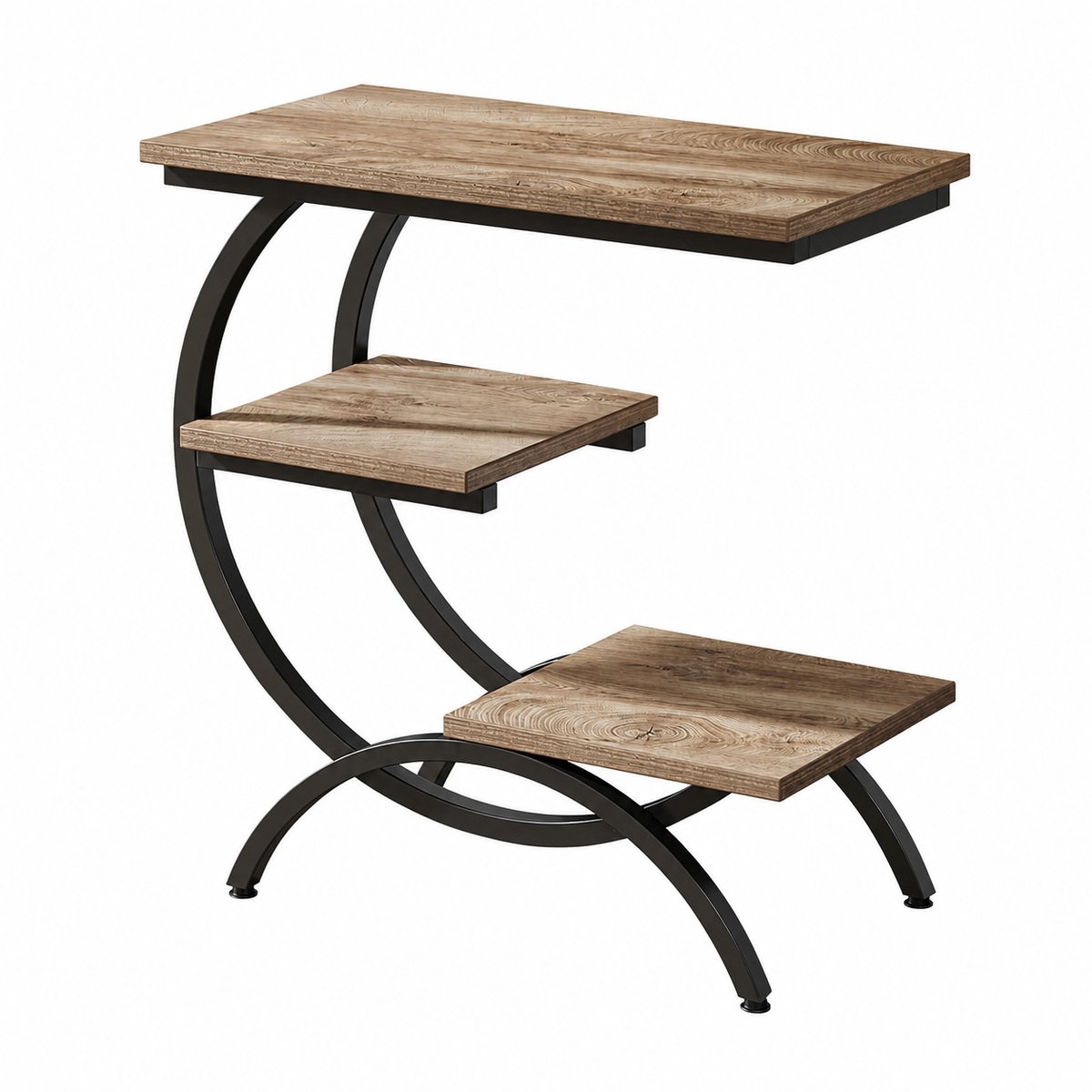 C. , R. E. CORE Consoletafel - C-vormige entreetafel - Haltafel - Gangtafel - Bijzettafel - 3 Planken - Industrieel design - 60x30x65cm Chocolade